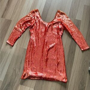 Glamorous Sequin Mini Dress in Vibrant Orange